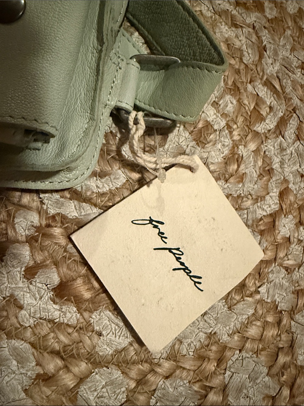RARE Free People Jagger Leather Sling Bag Seafoam Crossbody Boho New With Tag - Picture 10 of 10